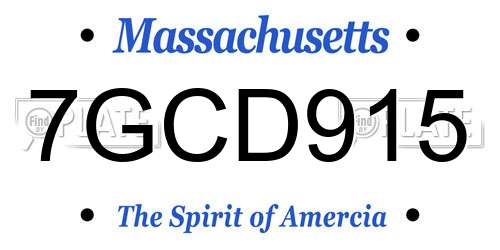 7GCD915 Massachusetts License Plate