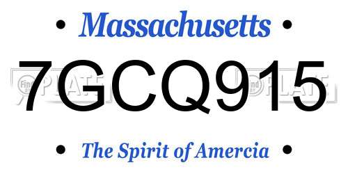 7GCQ915 Massachusetts License Plate