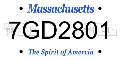 7GD2801 Massachusetts License Plate