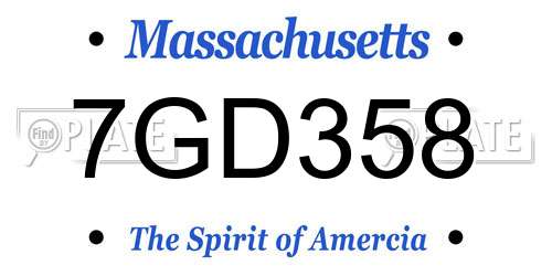7GD358 Massachusetts License Plate