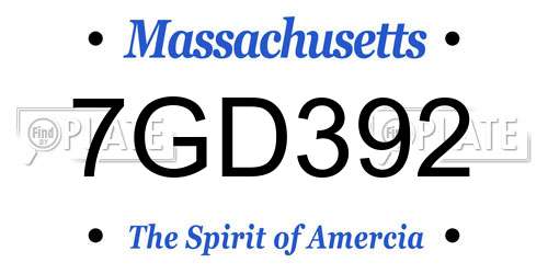 7GD392 Massachusetts License Plate