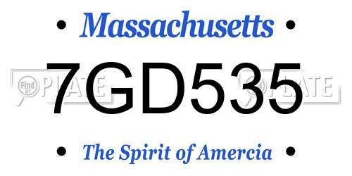7GD535 Massachusetts License Plate