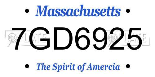 7GD6925 Massachusetts License Plate