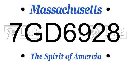 7GD6928 Massachusetts License Plate