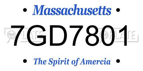7GD7801 Massachusetts License Plate