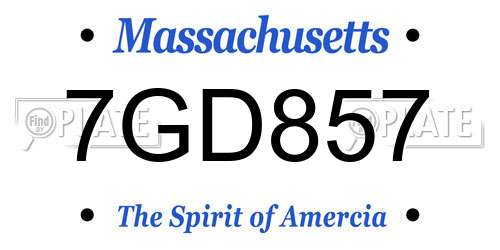 7GD857 Massachusetts License Plate