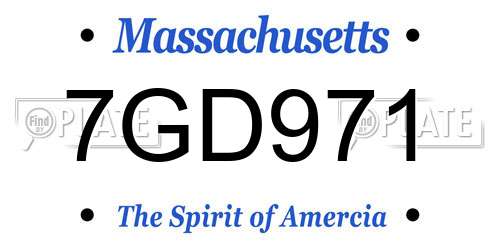7GD971 Massachusetts License Plate