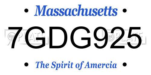 7GDG925 Massachusetts License Plate