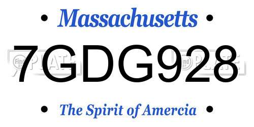 7GDG928 Massachusetts License Plate