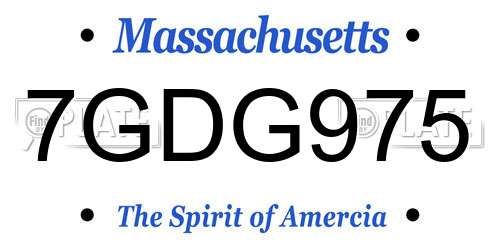 7GDG975 Massachusetts License Plate