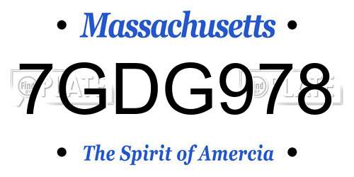 7GDG978 Massachusetts License Plate