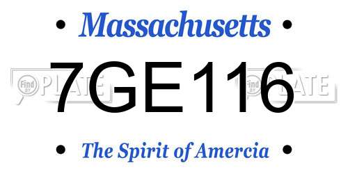 7GE116 Massachusetts License Plate
