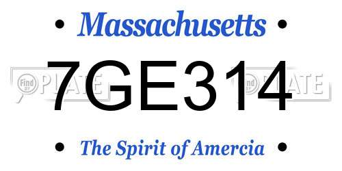 7GE314 Massachusetts License Plate