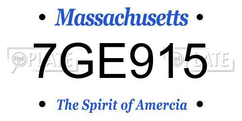 7GE915 Massachusetts License Plate