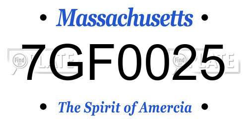 7GF0025 Massachusetts License Plate
