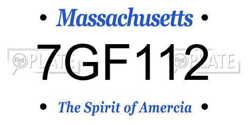 7GF112 Massachusetts License Plate