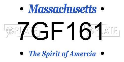 7GF161 Massachusetts License Plate