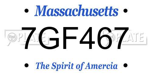 7GF467 Massachusetts License Plate