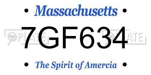7GF634 Massachusetts License Plate