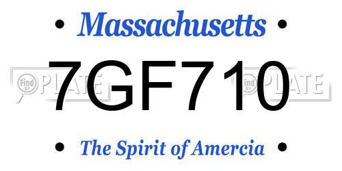 7GF710 Massachusetts License Plate