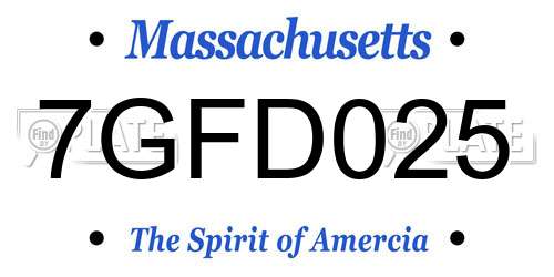 7GFD025 Massachusetts License Plate