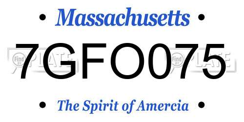 7GFO075 Massachusetts License Plate