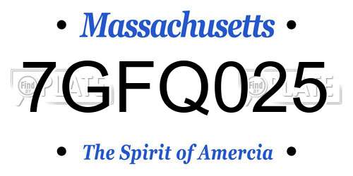 7GFQ025 Massachusetts License Plate
