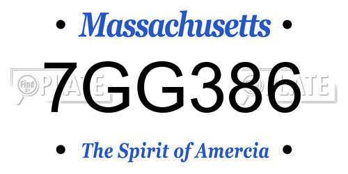 7GG386 Massachusetts License Plate