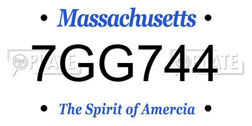 7GG744 Massachusetts License Plate