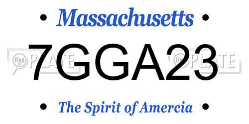 7GGA23 Massachusetts License Plate