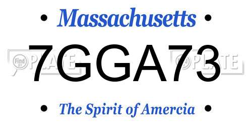 7GGA73 Massachusetts License Plate