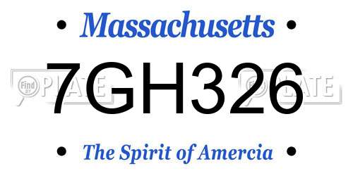 7GH326 Massachusetts License Plate