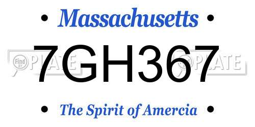 7GH367 Massachusetts License Plate