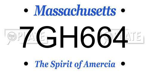 7GH664 Massachusetts License Plate