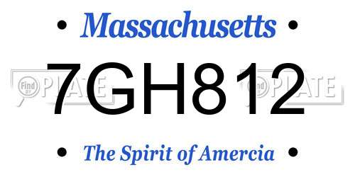 7GH812 Massachusetts License Plate