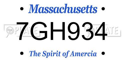 7GH934 Massachusetts License Plate