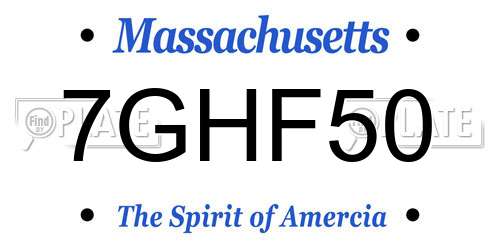 7GHF50 Massachusetts License Plate