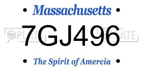 7GJ496 Massachusetts License Plate