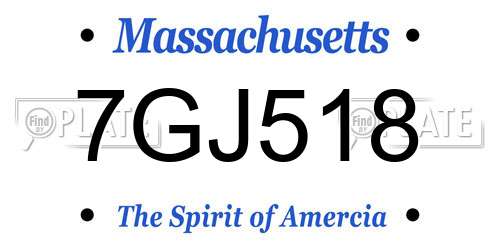 7GJ518 Massachusetts License Plate