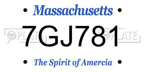 7GJ781 Massachusetts License Plate