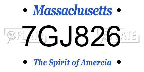 7GJ826 Massachusetts License Plate
