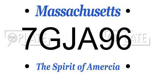 7GJA96 Massachusetts License Plate