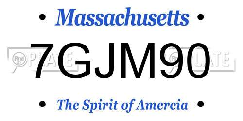 7GJM90 Massachusetts License Plate