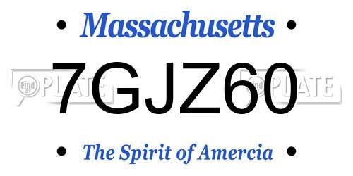 7GJZ60 Massachusetts License Plate