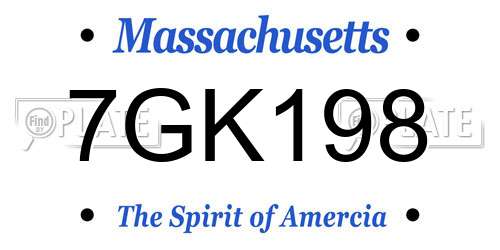 7GK198 Massachusetts License Plate