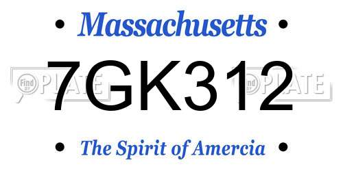 7GK312 Massachusetts License Plate