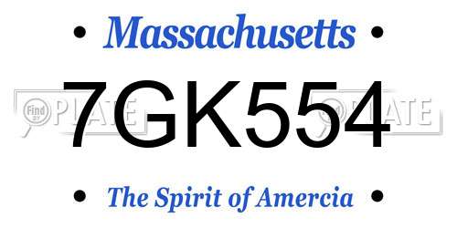 7GK554 Massachusetts License Plate