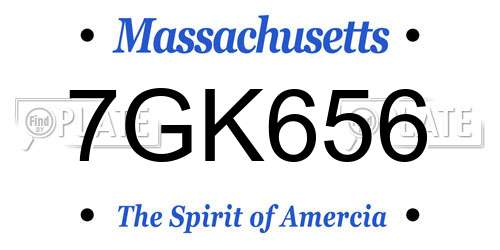7GK656 Massachusetts License Plate