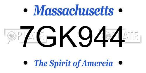 7GK944 Massachusetts License Plate