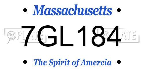 7GL184 Massachusetts License Plate